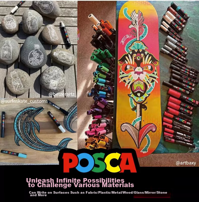 Uni Mitsubishi POSCA Acrylic Marker (Fine Tip), Light Green, Single PC-3M Brush, Poster Advertising Marker, Drawing Pen, Hand-Drawing Graffiti Pen, Painting Watercolor Pen, Graduatio 9
