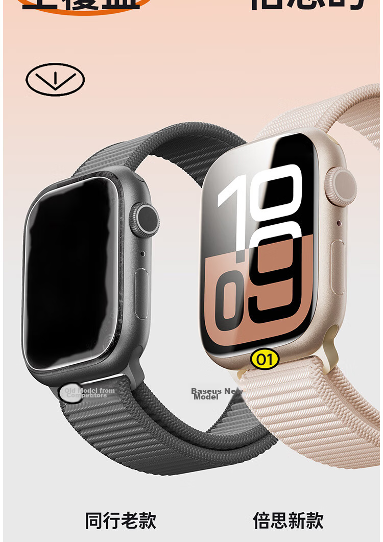 Baseus S11/S10 Apple Watch Screen Protector Dust-Free Automatic Application HD Anti-Scratch Anti-Fingerprint Curved Microcrystalline Film 9