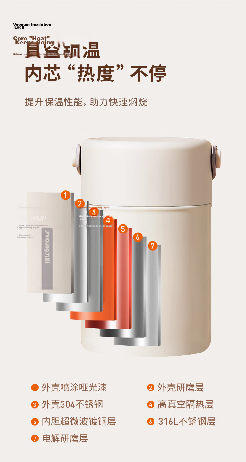 Joyoung 316L Stainless Steel Vacuum Insulated Food Jar Thermos Flask 800ml for Men, Women, and Students 7