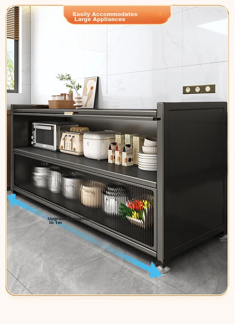 Jiabangshou Kitchen Storage Rack, Floor-Standing Microwave Oven Storage Cabinet, Multi-Layer Dustproof Storage Cabinet, Multifunctional Storage Cabinet, Cupboard, Length 80 Cm 5