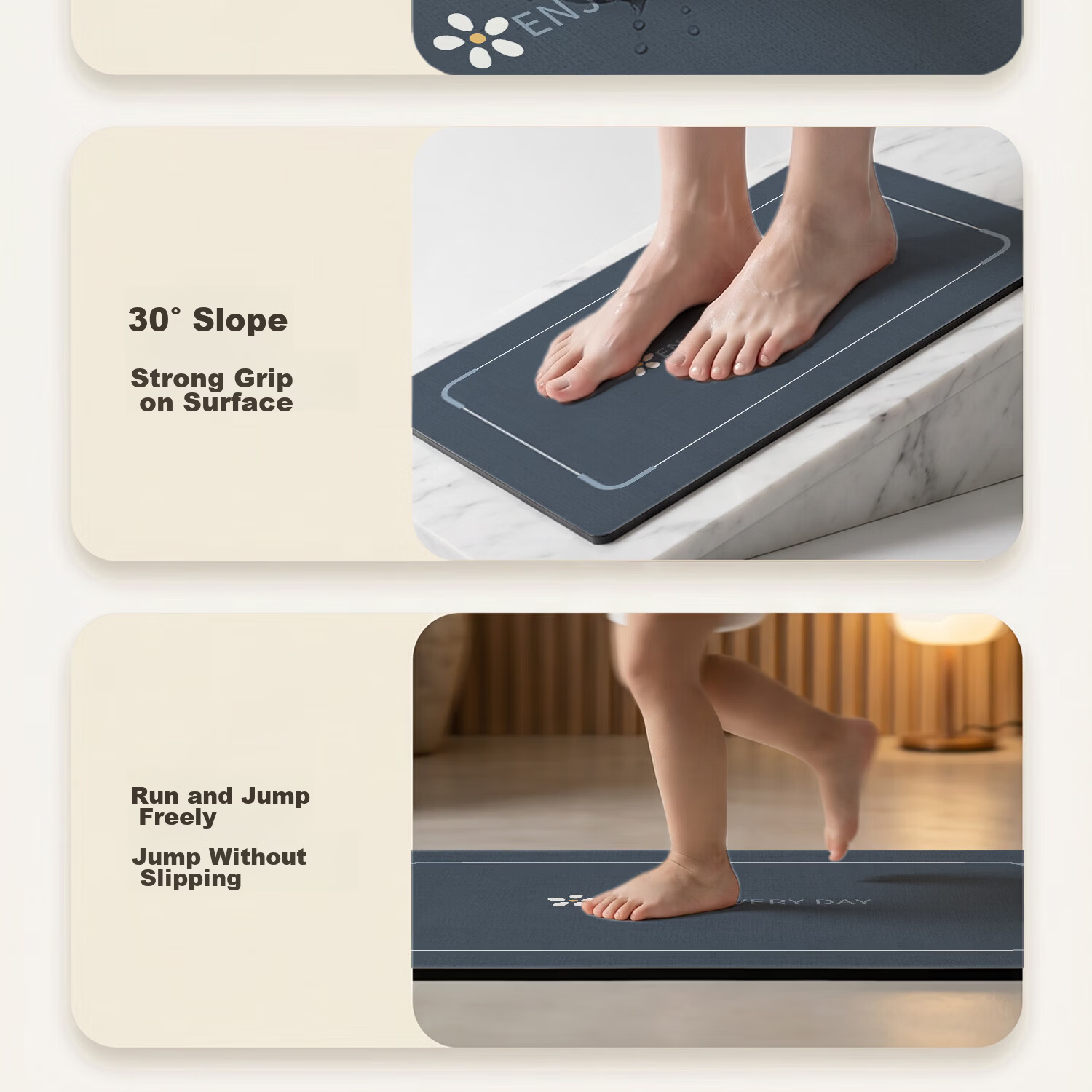 Aijiepu Bathroom Diatom Mud Quick-Dry Absorbent Non-Slip Floor Mat for Toilet Entrance Home 40x60cm 12