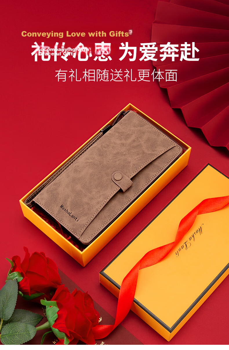 MashaLanti Men's Wallet, Large Capacity, Leather Billfold, Long Zipper Coin Purse, Multifunctional Clutch Card Holder, Business Document Wallet All-I 1