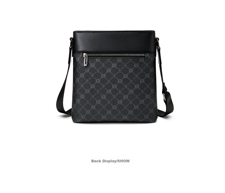 GOLF Men's Large Capacity Vintage Print Single Shoulder Crossbody Bag Vertical Style iPad Compatible Business Casual Small Square Bag Black Gift for Boyfriend and Father 15