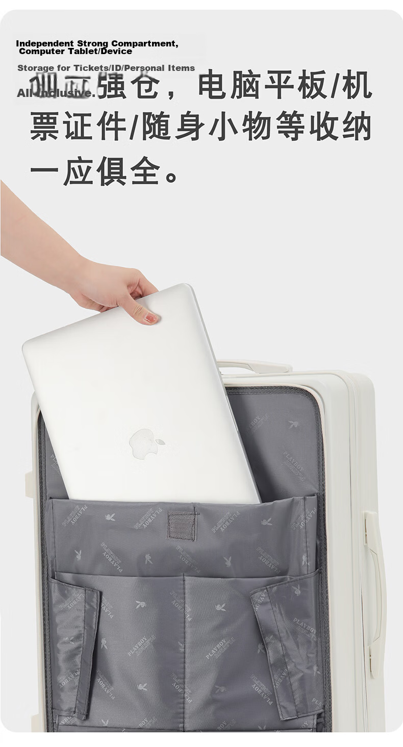 Huahuagongzi Front-Opening Multifunctional Trolley Suitcase for Women And Men, Business Travel Password Lock Luggage, 24-Inch Silver 6