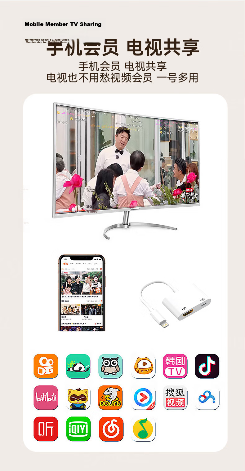 BIAZE Apple Lightning to HDMI Adapter High-Definition Video Converter for iPhone iPad Screen Mirroring to Monitor TV Projector Cable 13