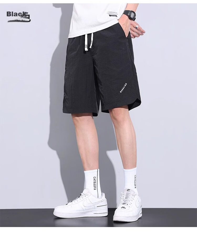 RED DRAGONFLY Men's Summer Thin Fashion Simple Letter Print Ice Silk Cool Comfortable Breathable Skin-friendly Versatile Shorts 17