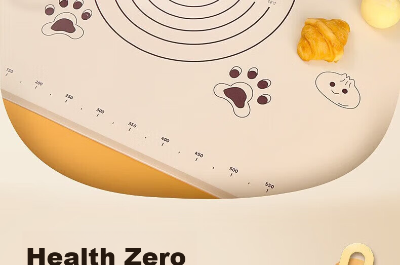 Baijie Silicone Thickened Dough Mat Baby Food Grade Baking Mat 70*50 with Rolling Pin and Dough Cutter 3-Piece Set 2