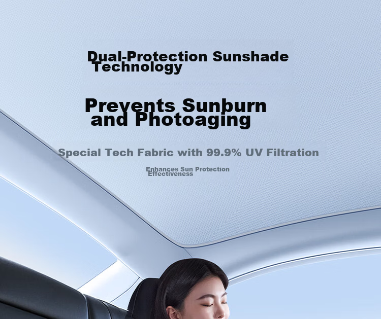 UGREEN Sunshade for Tesla Model Y 2021-2024, Double-Layer Cooling Heat Insulation Sunroof Shade 13