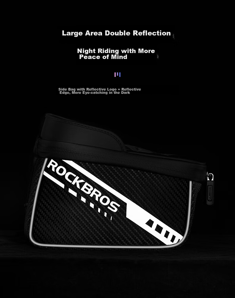 ROCKBROS Bicycle Handlebar Bag, Top Tube Bag, Front Fork Bag, Slim Phone Bag, Road And Mountain Bike Cycling Accessories 14