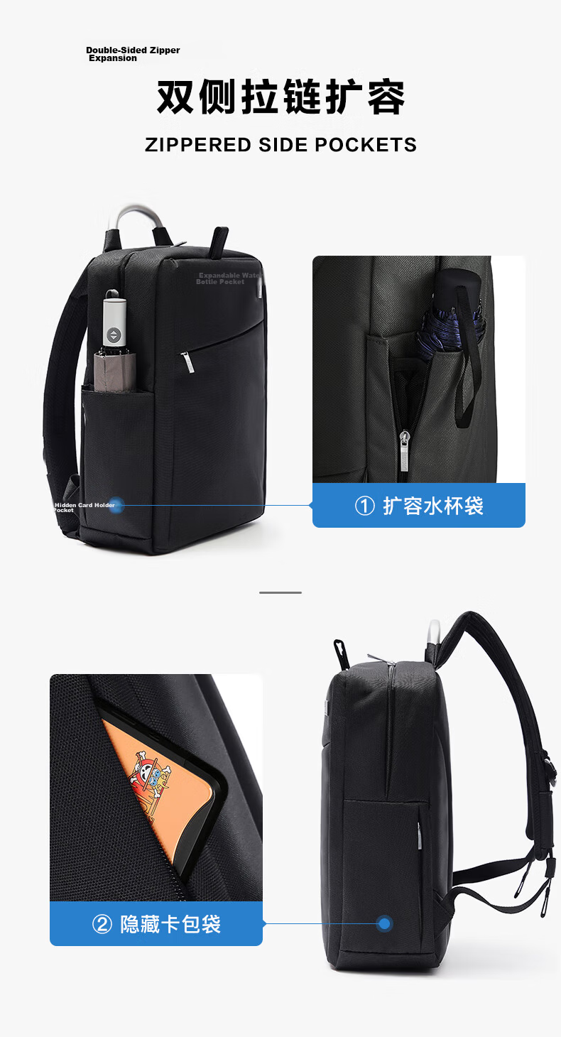 LEXON Backpack Business Laptop Bag for 14/15.6/16 Inch Notebooks, Travel Backpack for Men, Gray Schoolbag 8