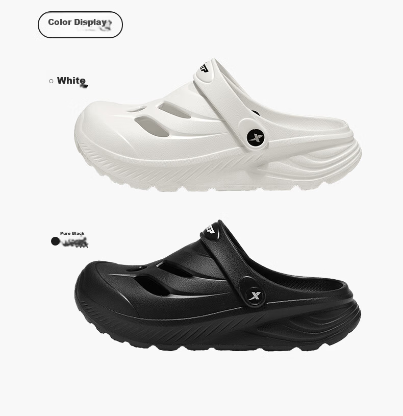 XTEP Men's Perforated Shoes, Dual-Use Beach Sandals for Outdoor Wear, Soft And Bouncy Thick-Soled Sports Sandals for Men, A031, Black, Size 42-43 13