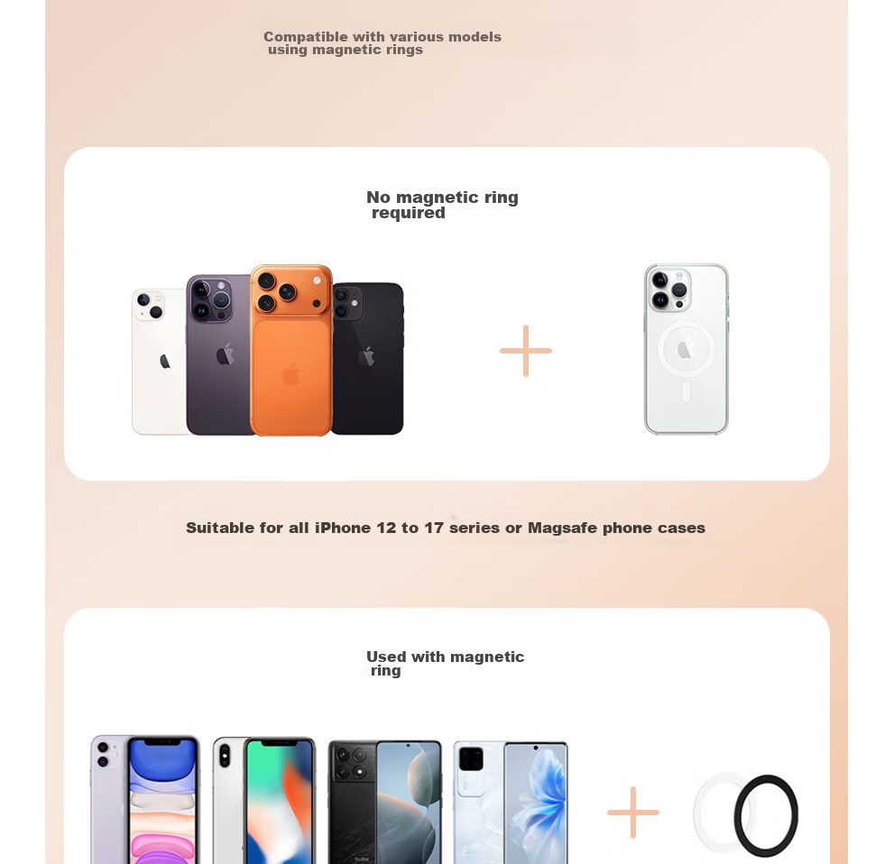 Jingxuan JD Self-Owned Brand Double Ring Magnetic Phone Holder White Double-Sided Ring Buckle MagSafe Back Sticker New Apple 16/17 Tablet Car Desktop Portable Shooting 11