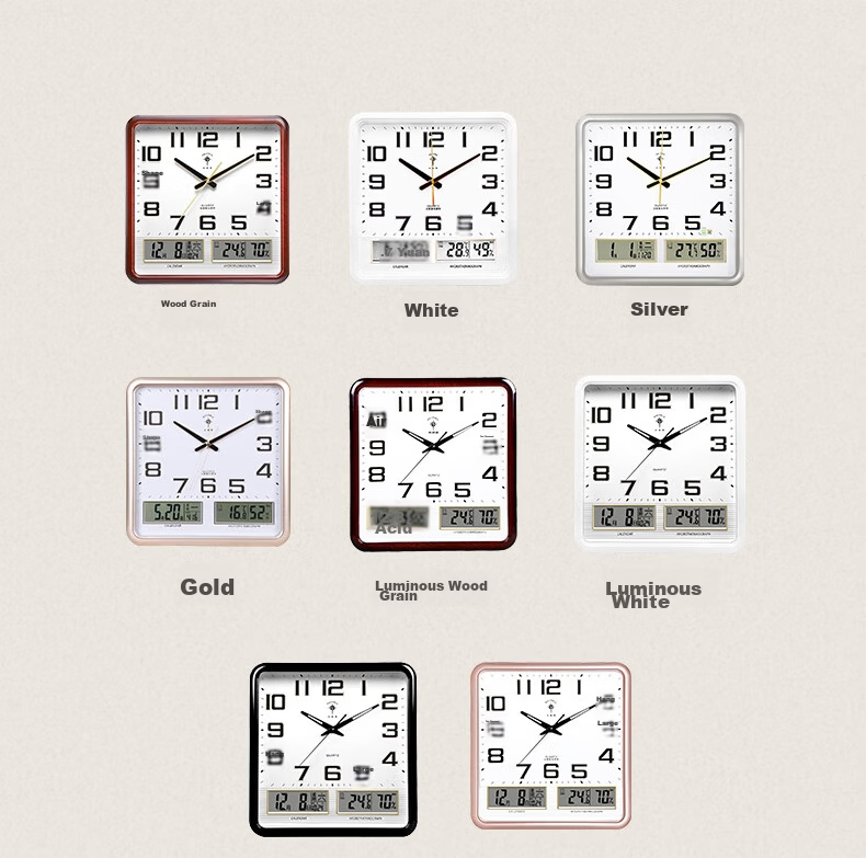 POLARIS Wall Clock, 14-Inch Perpetual Calendar, Temperature And Humidity Meter, Creative Living Room Calendar, White Dual LCD Clock 24