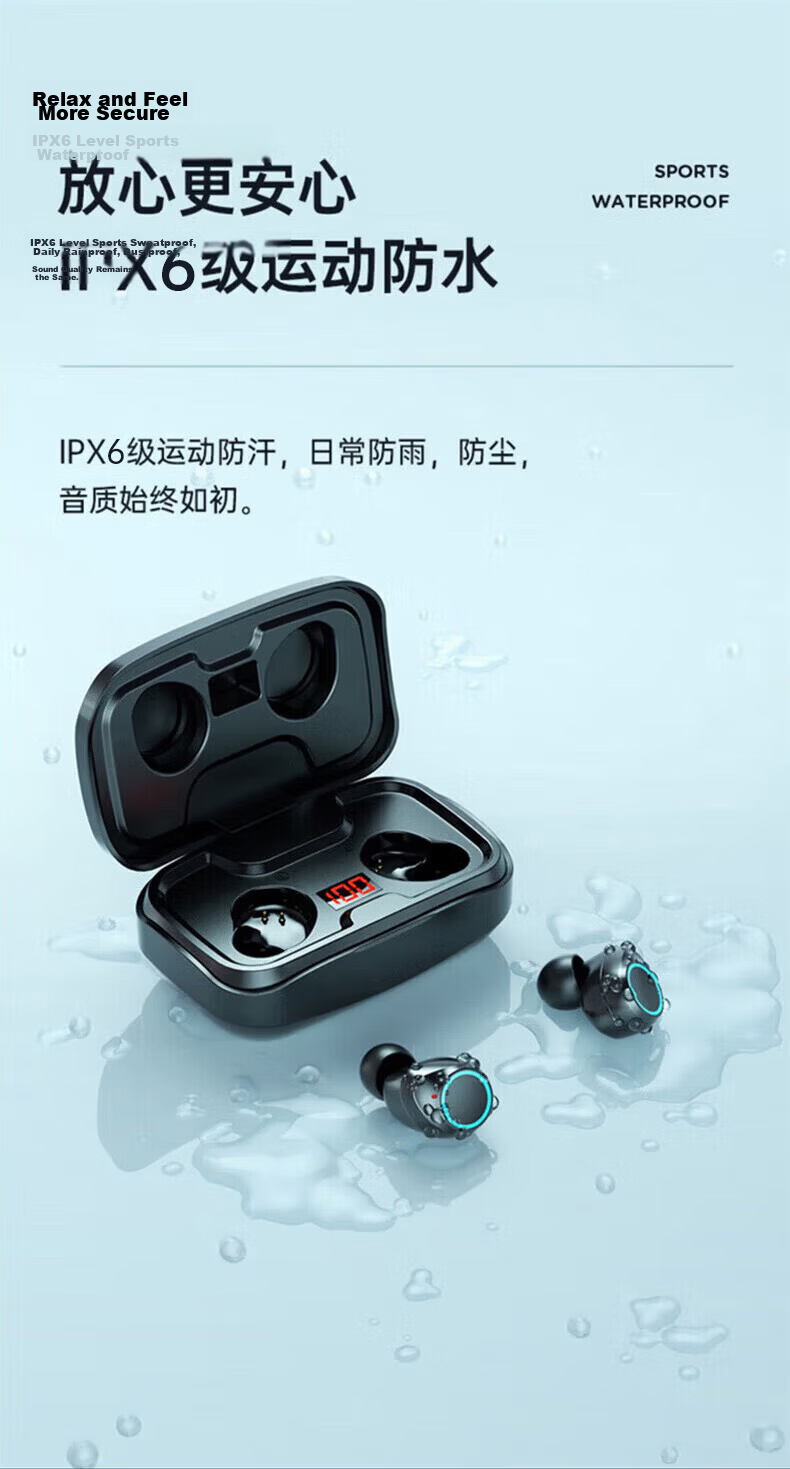 Chuangu Bluetooth Wireless Sports Running In-Ear Earphones Noise Cancelling Waterproof Invisible Mini Gaming Low Latency Long Battery Life High Sound Quality Compatible with Android 12