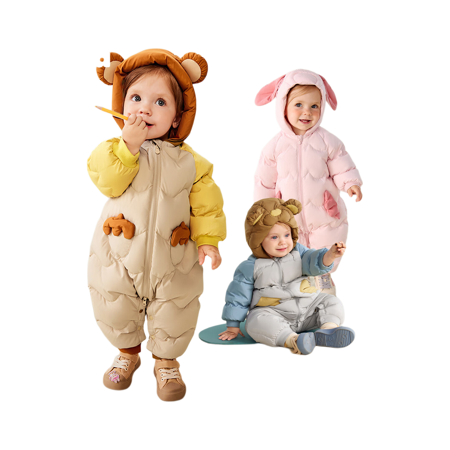 Minibala Bala Waterproof Down Jumpsuit Baby Clothes Bear Romper Boys Girls Thickened Down Onesie