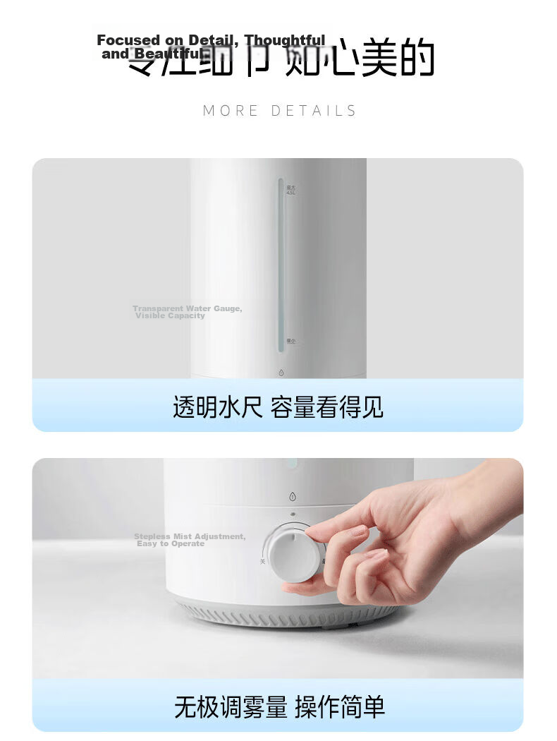 Midea Small Portable Humidifier for Home Bedroom Pregnant Women and Infants Nasal Inflammation Silent Sterilization Large Mist Air Conditioner Fan Cooling Companion Desktop Birthday Gift CS-3VWL 23