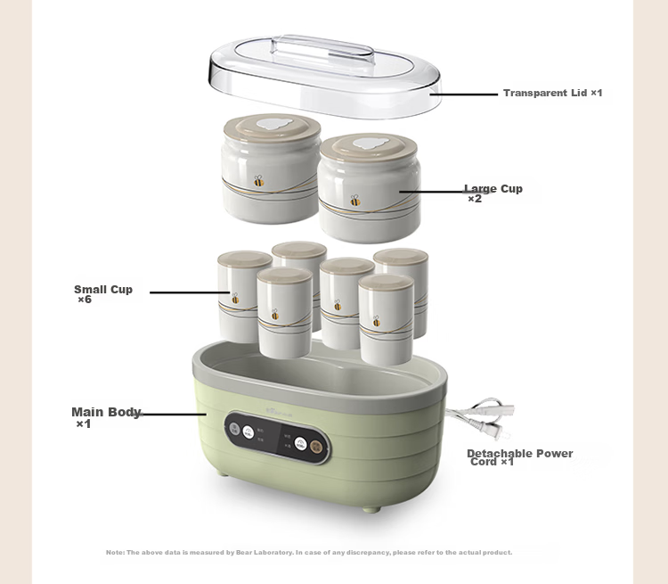 Bear Yogurt Maker Home Fully Automatic Large Capacity Divided Cup Rice Wine Yogurt Fermentation Natto Kimchi Machine SNJ-C10P2 (Light Green) 16