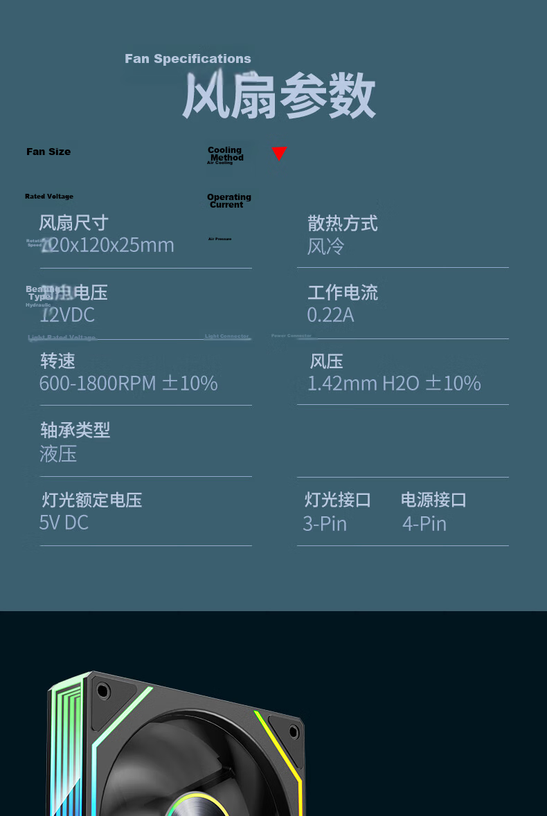 Wanjia Xingji Black Reverse Fan, Case Cooling 12CM Fan, Synchronized Light, 5V 3-Pin ARGB, PWM Temperature Control Speed Adjustment 9