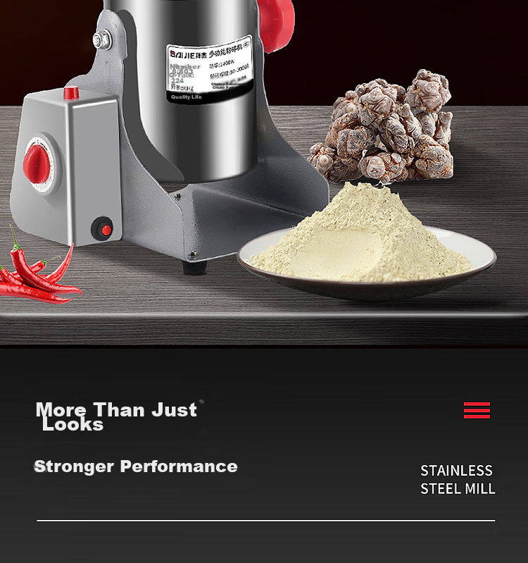 Baijie Stainless Steel Grinder Household Electric Powdering Machine Traditional Chinese Medicine Grinder BJ-800A 2