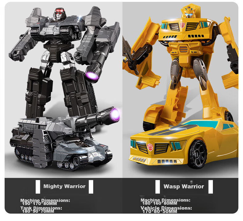 Tangmi TEMI Large Children's Transforming Robot Toy, Bumblebee Optimus Prime, Metal Alloy, Birthday And Holiday Gift for Boys 3