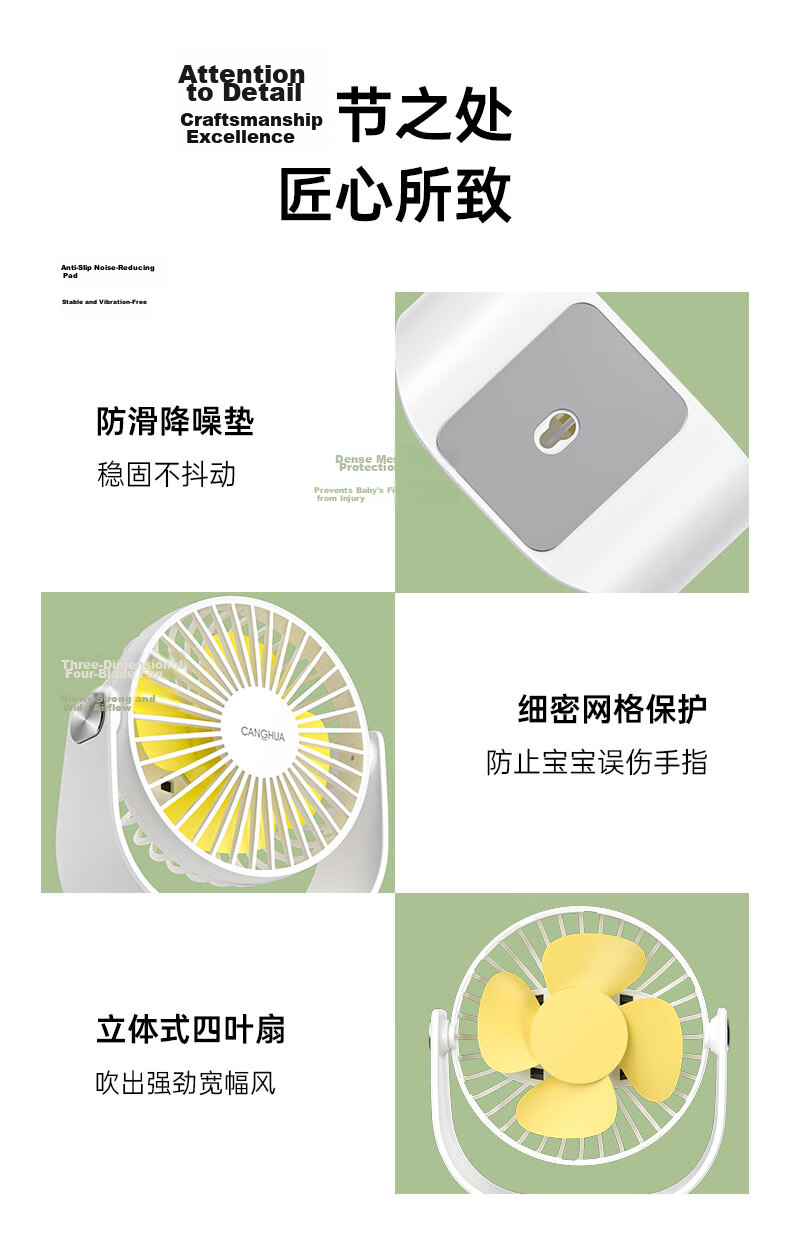 CangHua USB Mini Fan, Office Desk Student Dormitory Bedside Quiet Low Noise Kitchen Outdoor Camping Electric Fan, Compact Mini Fa 7