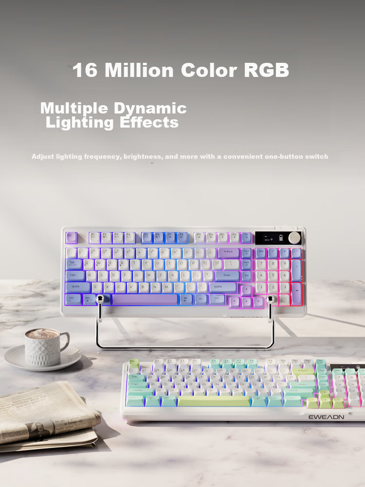 Pioneer V98 Mechanical Feel Keyboard and Mouse Wireless Bluetooth Wired Tri-Mode RGB Silent Gaming Office Laptop Tablet 98-Key Universal Peripheral 4