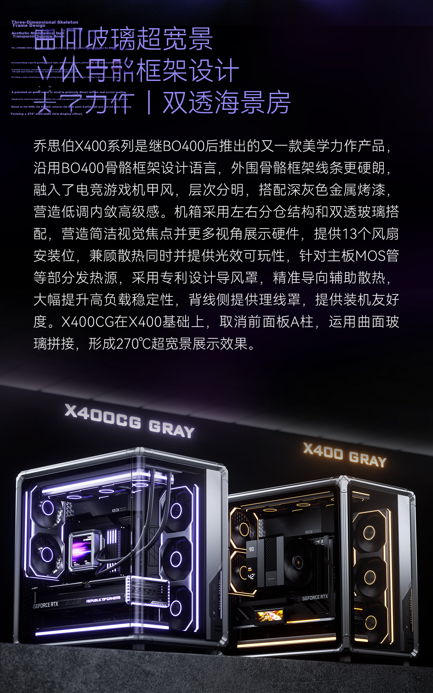 JONSBO X400CG White ATX Curved Seascape Case (Gaming Frame/360mm Water Cooling/5V ARGB Lighting/13 Fan Slots/Back I/O/Motherboard Airflow Design) 3