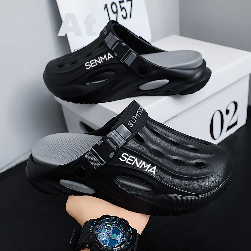 Senma Men’s Summer Outdoor Closed-Toe Sandals Non-Slip Beach Slippers Mint Green Size 42-43 3