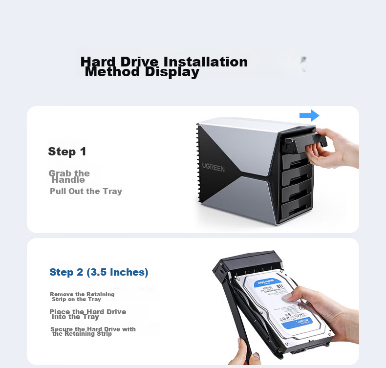 UGREEN Hard Drive Enclosure, Multi-Bay Hard Drive Cage (No RAID Array, with Temperature-Controlled Fan), Suitable for 2.5/3.5 SATA Serial Mechanical And Solid State Drives 23
