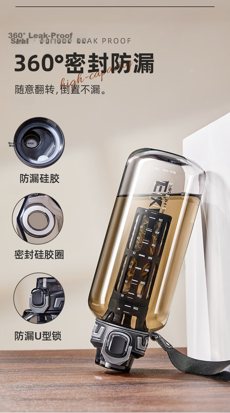 Cica Tea Infuser Separation Tea Cup Men's Large Capacity Tritan Water Bottle Portable Sports Water Bottle 8