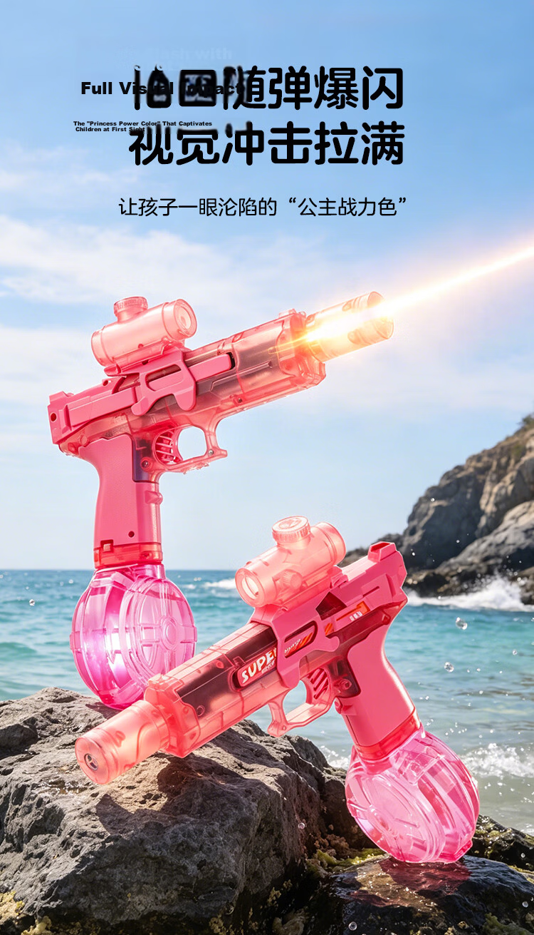 Congpai Backpack Water Gun Toy for Toddlers and Kids 1-3-6 Years Old 3D Pink Rabbit Summer Water Fight Toy 2