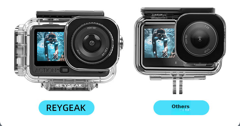 REYGEAK Waterproof Case for DJI Action 6 Magnetic 60m Underwater Diving High Transparency Anti-Fog Protective Cover 11