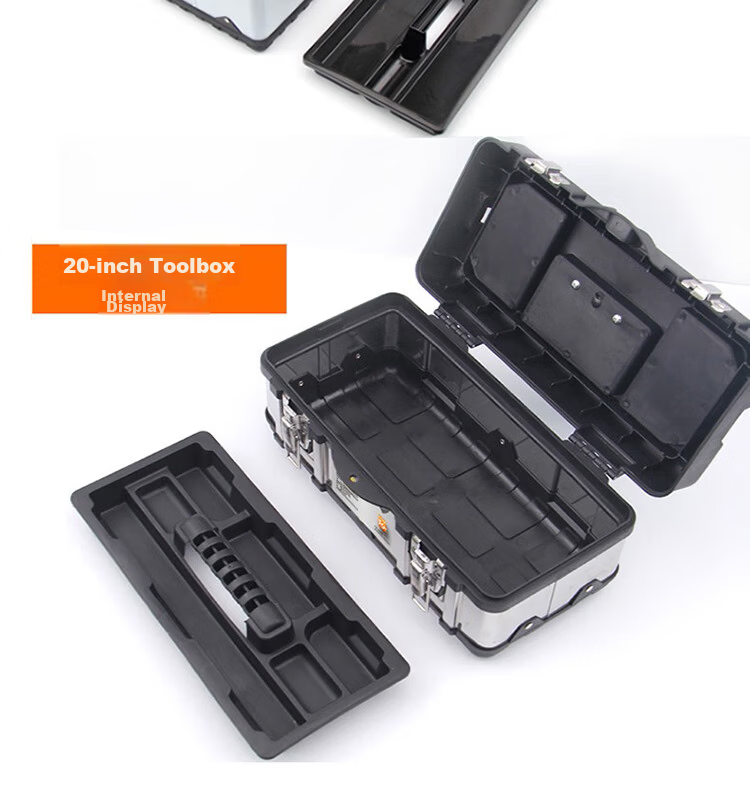GREENER Flagship 20-inch Stainless Steel Toolbox Electrician Metal Portable Large Capacity Full Set Multifunctional Double Layer 14