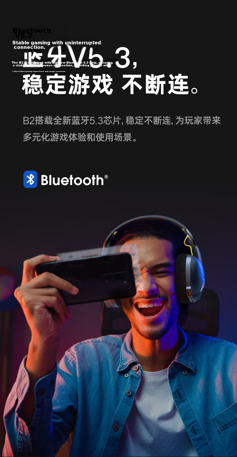 ONIKUMA Tri-Mode Gaming Bluetooth Headset Over-Ear High-Quality Call Noise-Cancelling Low Latency Wireless Headphones with Mic for PC Mobile Tablet Multi-Compatible Birthday Gift 6