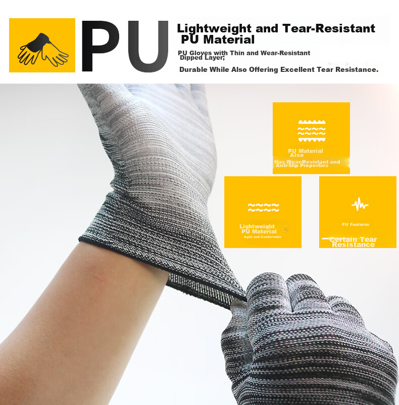 Lugong Dipped Finger Gloves, Nylon Breathable Knitted Dust-Free Protective Handwear, White PU Coated Leather Protection, Wear-Resistant Fingers, 12 Pairs/large Size for Men's L 9