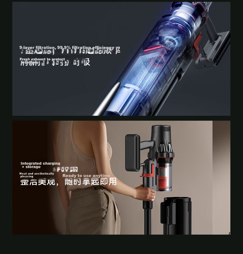Deerma T50station Cordless Handheld Vacuum Cleaner with Self-Emptying Dustbin, 270AW Suction Power, 90-Minute Runtime, Anti-Tangle, 90-Day Maintenance-Free 8