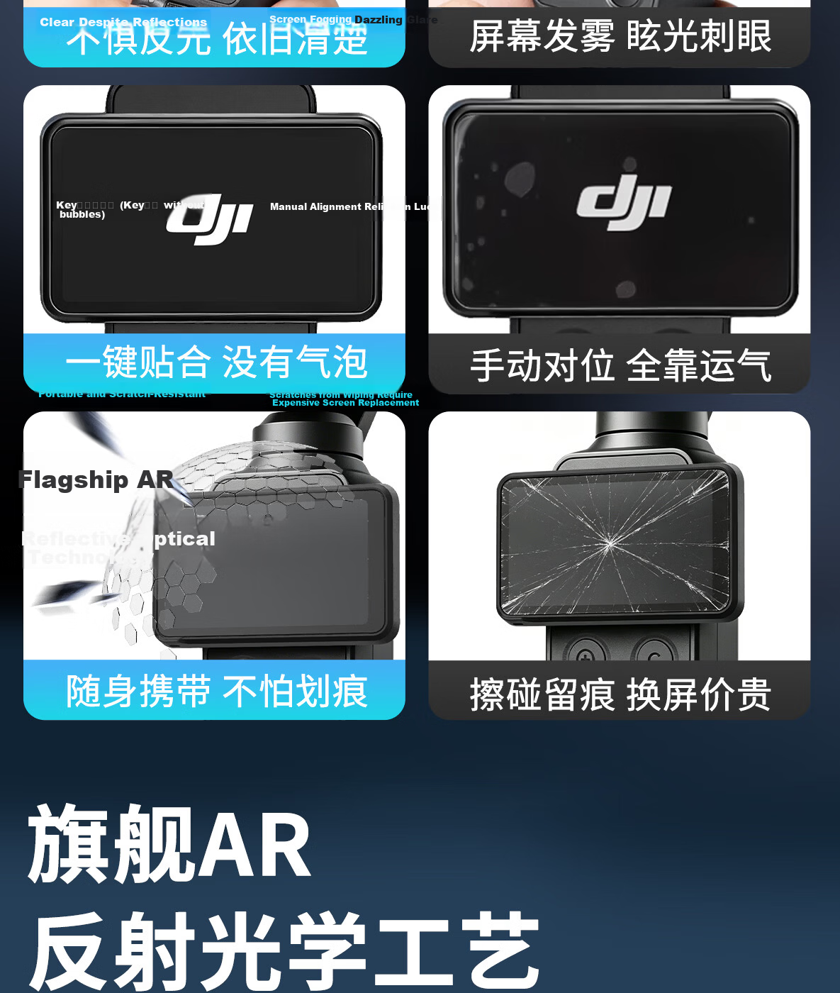 REYGEAK Tempered Glass Screen Protector for DJI Pocket 4 Pro/4/3 AR, Dust-Free, Anti-Scratch, Anti-Glare, Full Coverage Protective Film 5