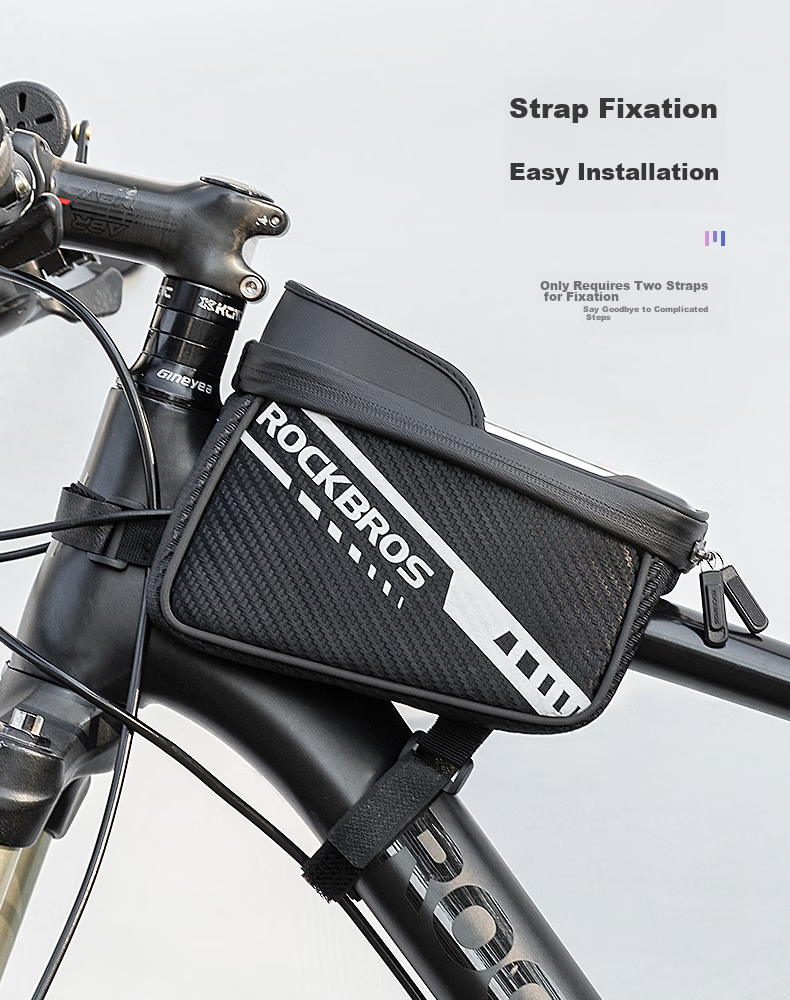 ROCKBROS Bicycle Handlebar Bag, Top Tube Bag, Front Fork Bag, Slim Phone Bag, Road And Mountain Bike Cycling Accessories 12