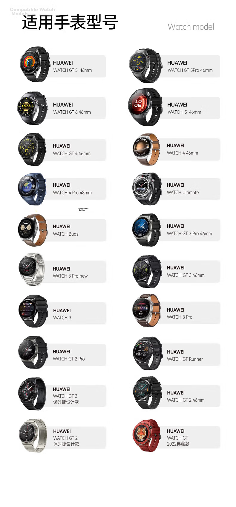 CangHua Genuine Leather Watch Strap for Huawei Watch5, Watch4Pro/4/3Pro, GT7/GT7Pro/GT6Pro/GT6/GT5/GT4/GT3/GT2 Men's Wristband 13