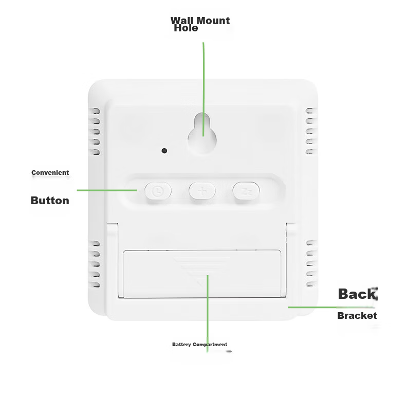 Hense Kitchen Magnetic Electronic Clock Refrigerator Thermometer Hygrometer Desktop Digital Clock Wall-Mountable HA3702 White Back-to-School Season 12
