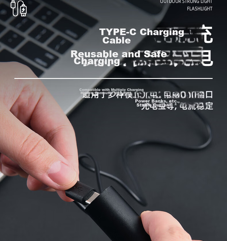 Deli Mini LED Flashlight High Brightness Multifunctional Outdoor Home Long-Range Torch Light Supplement 16