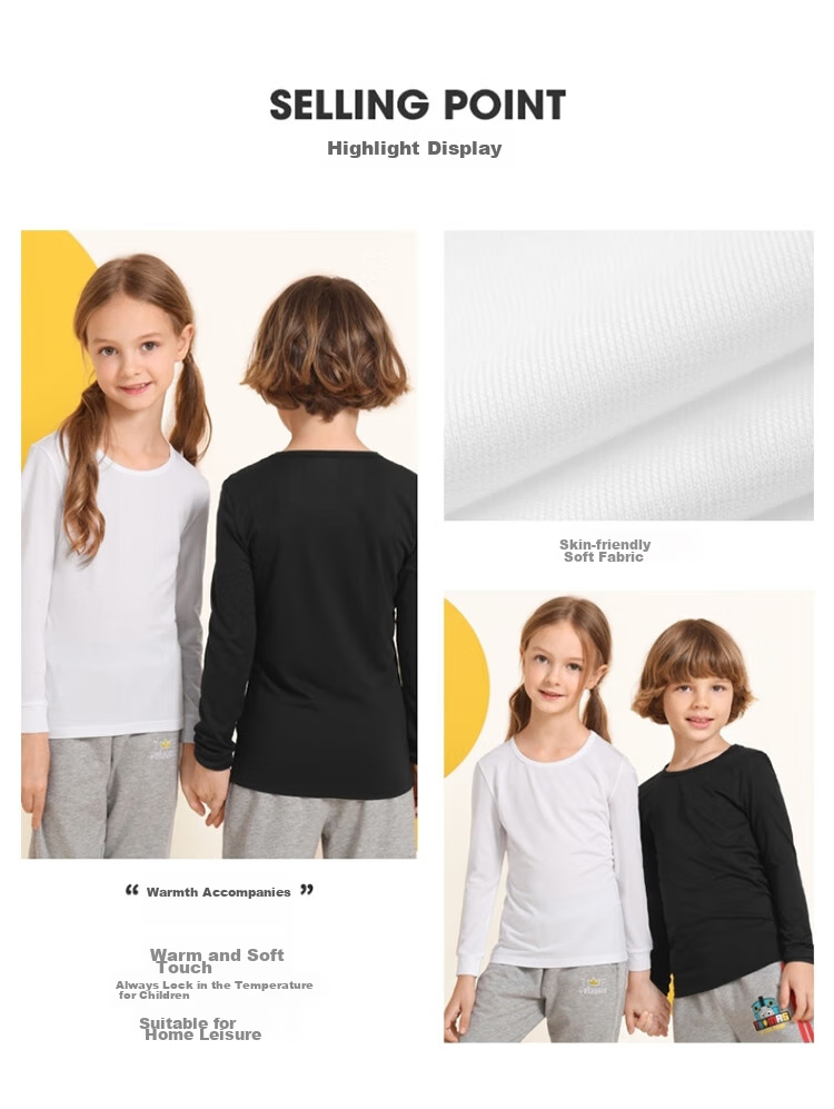 Baleno Children's Spring And Summer Round Neck Underwear Long Sleeve Base Layer for Boys And Girls 82817012 01W White 110cm 3