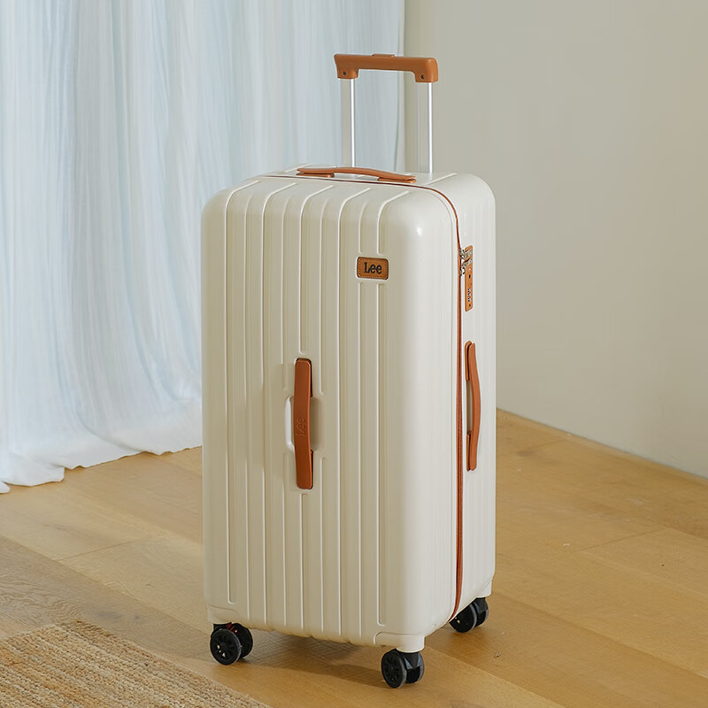 Lee High-Quality Large-Capacity Thickened Suitcase, Trolley Case, Student Carry-On Luggage, Travel Password Lock Suitcase, Aurora White, 20 Inch