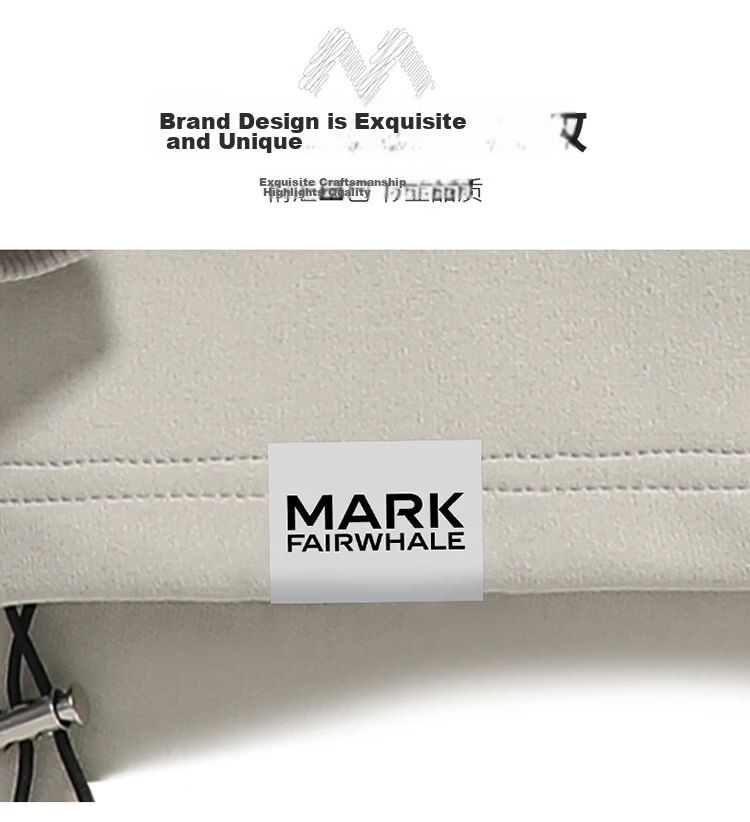 MARK FAIRWHALE Men's Stand Collar Sweatshirt Spring Autumn High-End Trendy Jacket Long Sleeve T-Shirt Khaki L 6