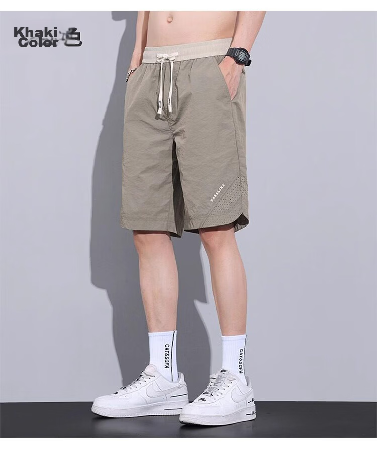 RED DRAGONFLY Men's Summer Thin Fashion Simple Letter Print Ice Silk Cool Comfortable Breathable Skin-friendly Versatile Shorts 13