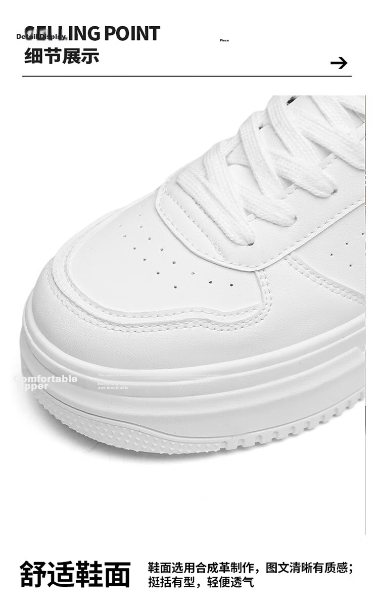 TonLion Women's Shoes, Summer Thick-Soled Breathable White Sneakers, Ladies Casual Shoes, Female Student Sports Skateboard Shoes, White, Size 37 6
