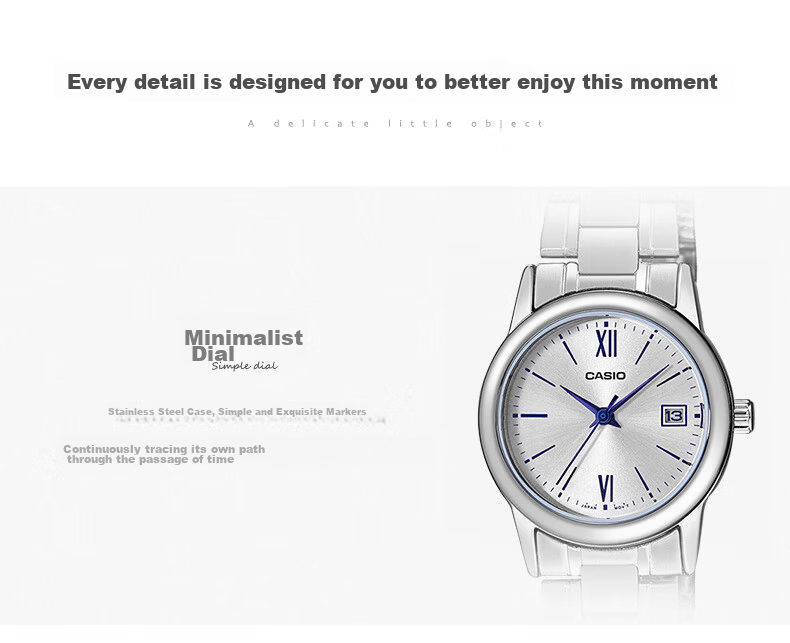 CASIO Women's Watch, Simple Quartz Waterproof Design for Students' Exams [Valentine's Day Gift], LTP-V002D 4