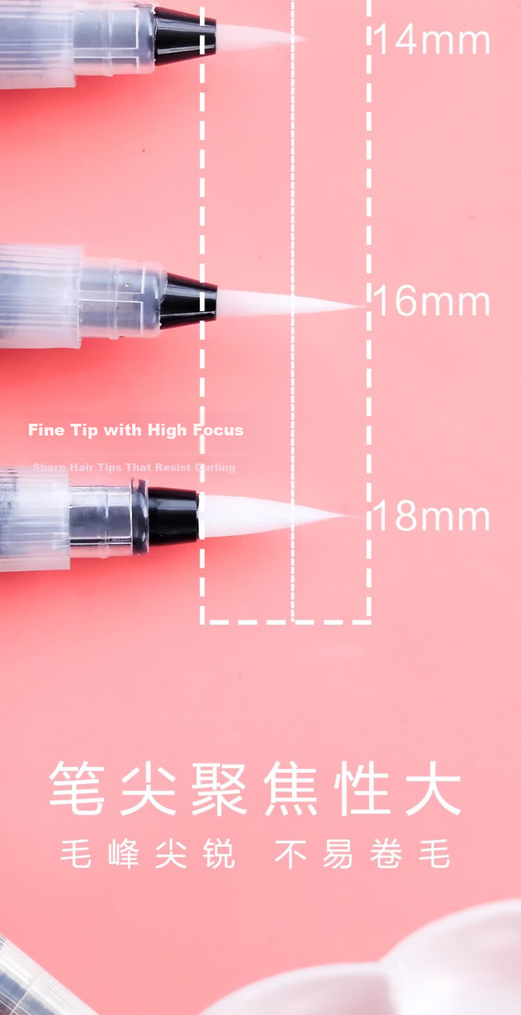 Jiamo Large Capacity Water Brush Pen Set for Beginners Watercolor Gouache Solid Watercolor Paint Brush Tool Hand-painted Water-soluble Colored Pencils Refillable Water Storage Soft Tip Brush 3