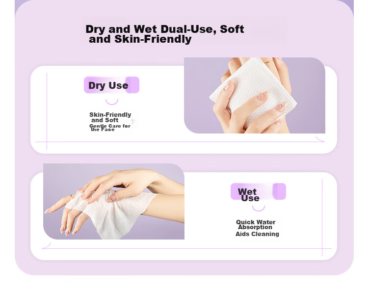 Unifree 100% Cotton Facial Wipes 60 Sheets 5 Packs Thickened Disposable Soft Cotton Towels Family Pack Makeup Remover Wipes 11