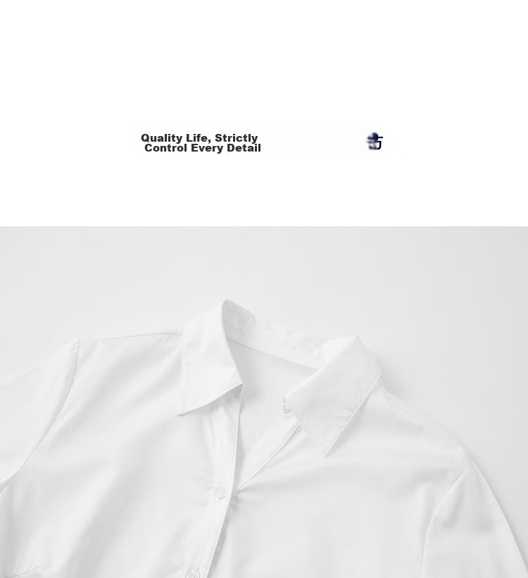 Demana Pure Cotton Island Autumn Elegant Commuter V-Neck Princess Seam Waist Slimming Long Sleeve Shirt for Women 14